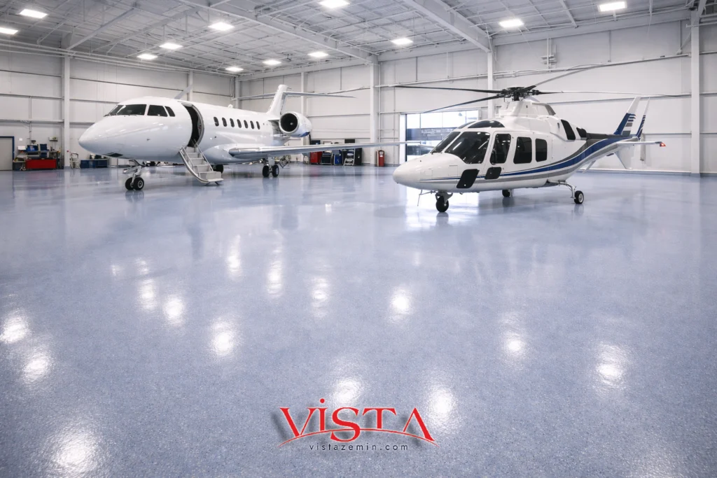 uçak ve helikopter pisti hangarı epoksi zemin kaplama
